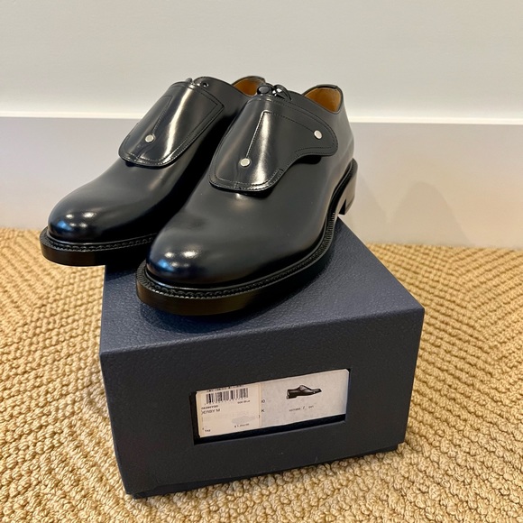 DIOR MENS Derby Saddle Shoes Calfskin Leather Black. Size 9M - Picture 2 of 6